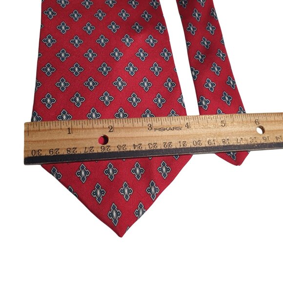 Stafford Necktie Red Blue Geometric Silk Vintage  Classic Formal Accessory Gift - Picture 3 of 6